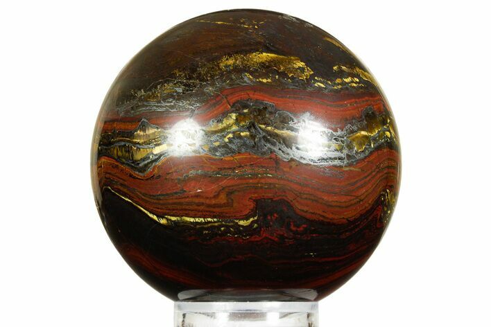 Polished Tiger Iron Stromatolite Sphere - Billion Years #362898